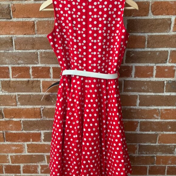 Girls Size 14 Vintage 50's Red & White Polka Dot Dress + TONS OF RHINESTONES - Picture 3 of 5